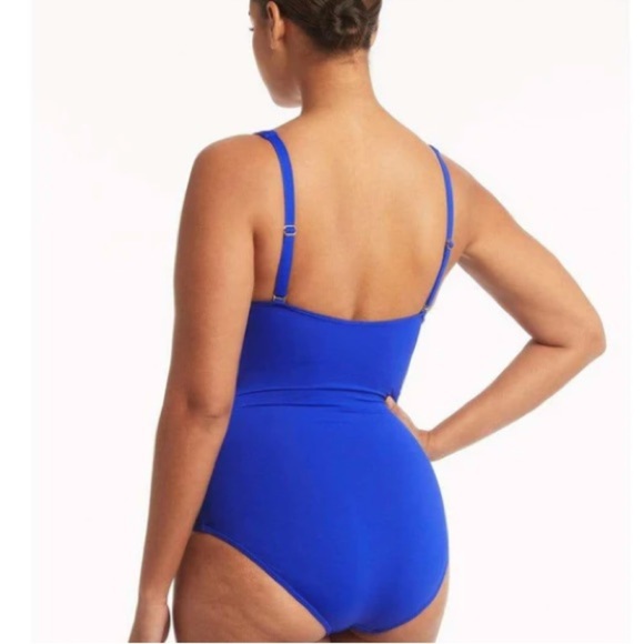 SEA LEVEL SWIM Essentials Cross Front One Piece swimsuit in Cobalt - Picture 3 of 8